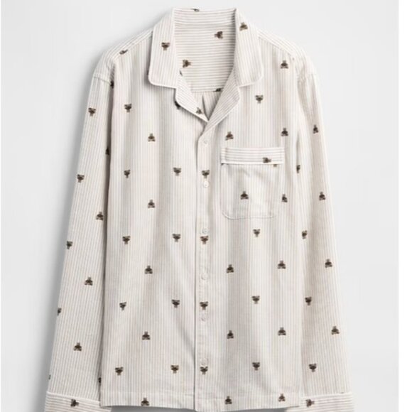 Gap Adult Softest Flannel PJ Shirt Brannan Bear Unisex L - Picture 1 of 8